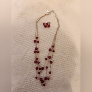 Coral necklace and earrings set